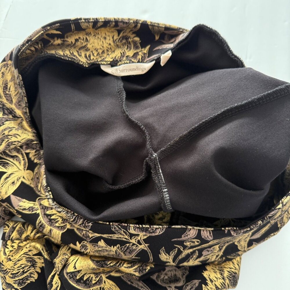 Soft Surroundings Mini Boot Cut Moonstruck Gold Metallic Floral Pull On Stretch - Picture 9 of 13